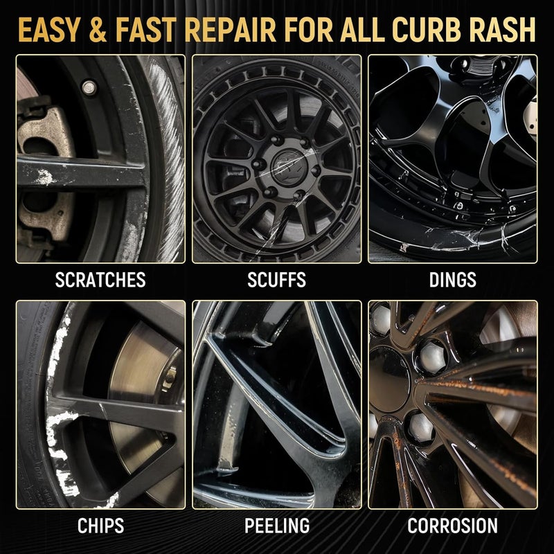 SENVEN Black Touch Up Paint Rim Paint Wheel Scratch Repair Kit for Curb Rash & Scratches, Universal Black Enamel Repair Scratch Resistant 1.5 fl oz Car Touch Up Pen - Image 4